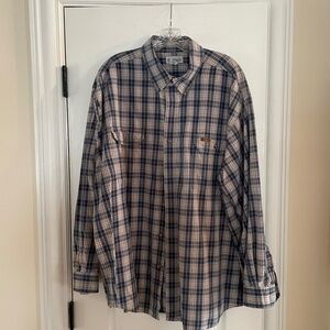 Carhartt Blue Plaid Button Down Long Sleeve Shirt XXL Excellent Used Condition